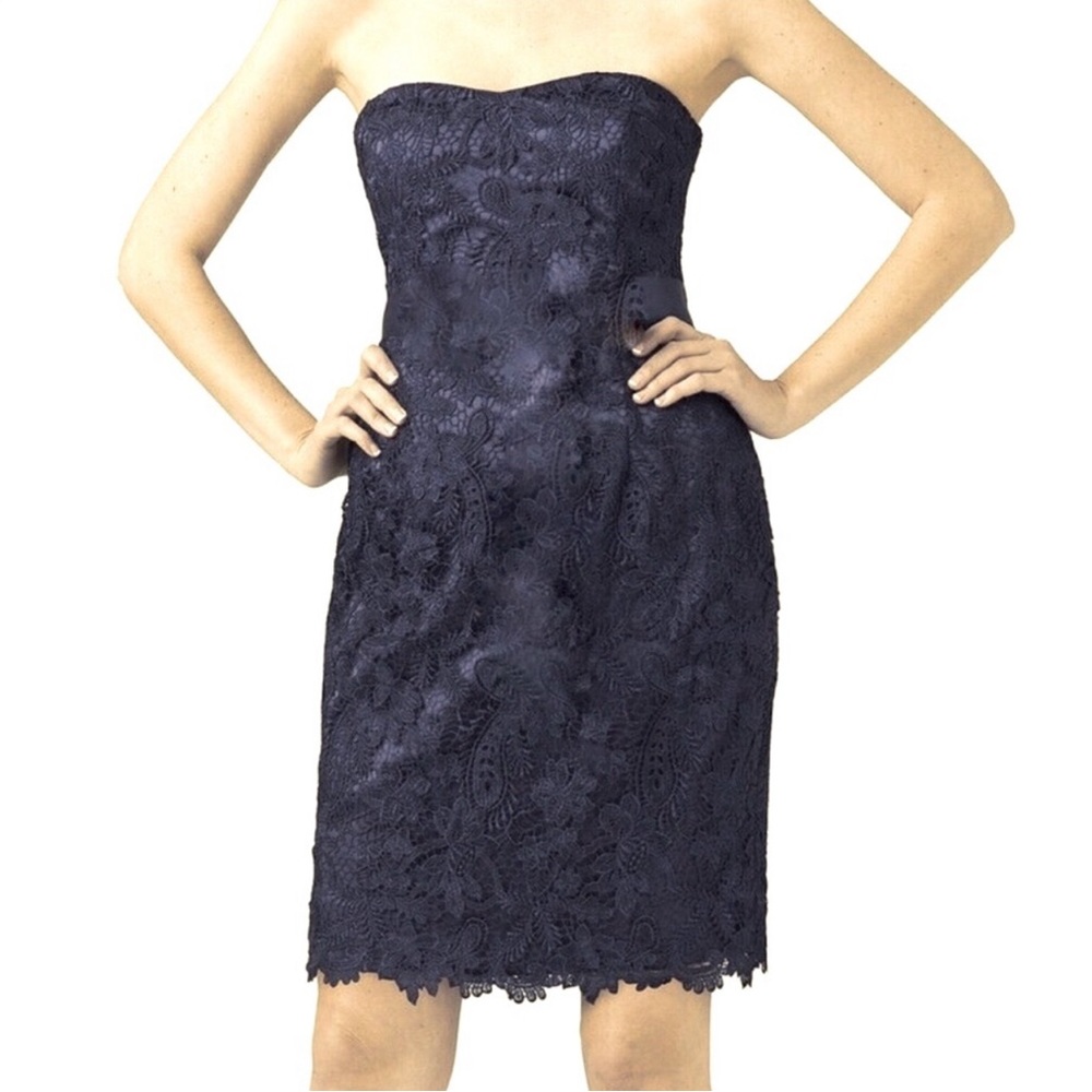 Adrianna Papell Sweetheart Strapless Lace Sheath Dress